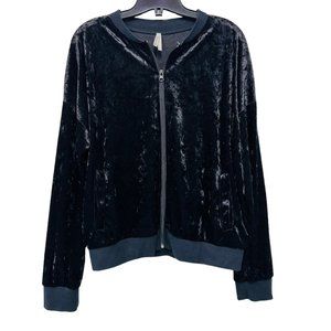 Roper Ladies Crushed Velvet Bomber Jacket Black - Size Large
